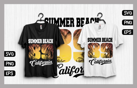California Summer Beach T-shirt Design Graphics and Print Templates