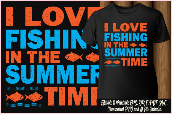 Fishing T-shirt Design Summer Time Graphics