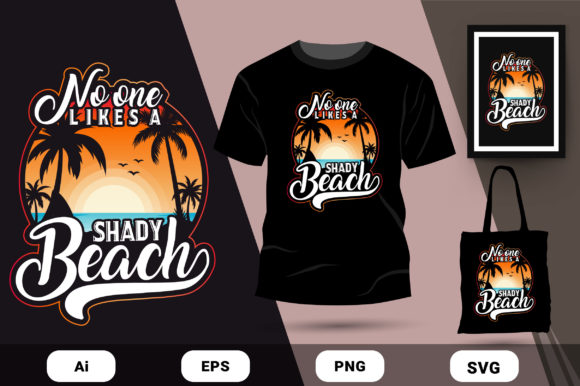 Shady Beach Summer T-shirt Design Vector: Graphics & Print Templates