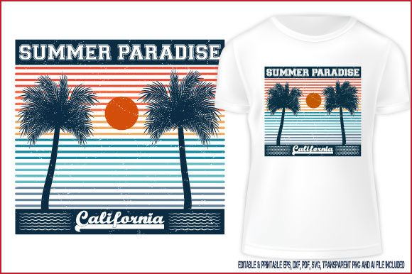 Summer Paradise California T-shirt Graphics