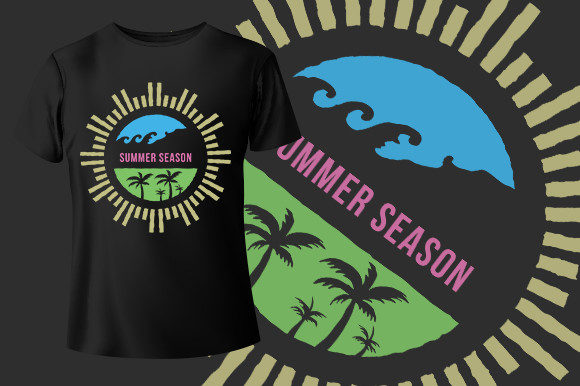 Summer Season T-Shirt Design: Graphics and Print Templates for Crafters