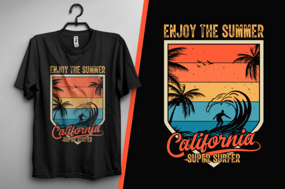 Summer Surfing - T Shirt Design Vector