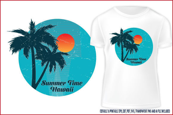 Summer Time Hawaii T-shirt Graphics