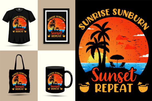 Sunrise Sunburn Sunset Summer Design Graphics