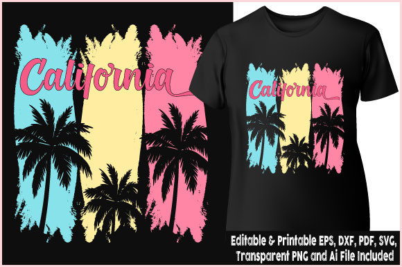 T-shirt Design Summer California Beach Graphics