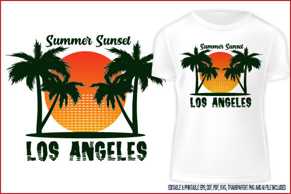 T-shirt Design Summer Sunset Los Angeles