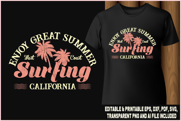 T-shirt Enjoy Great Summer Surfing Graphics