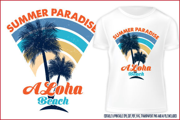 T-shirt Summer Paradise Aloha Beach Graphics