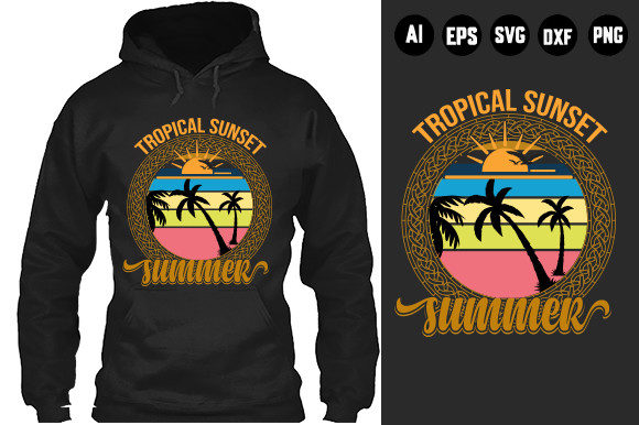 Tropical Sunset Summer Graphics